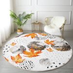 - RealHomes Dijital Baskılı Kaymaz Tabanlı Comfort Yuvarlak Halı - Realhomes  Mermer Desen Ve Kuru Yaprak Motifli Renkli Salon ve Oturma Odası Yıkanabilir Kaymaz Tabanlı Yuvarlak Halı Realhomes