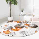 - RealHomes Dijital Baskılı Kaymaz Tabanlı Comfort Yuvarlak Halı - Realhomes  Mermer Desen Ve Kuru Yaprak Motifli Renkli Salon ve Oturma Odası Yıkanabilir Kaymaz Tabanlı Yuvarlak Halı Realhomes