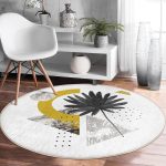 - RealHomes Dijital Baskılı Kaymaz Tabanlı Comfort Yuvarlak Halı - Realhomes  Geometrik Mermer Zeminde Tohumları Dökülen Çiçek Motifli Gri Mutfak Yıkanabilir Kaymaz Tabanlı Yuvarlak Halı Realhomes