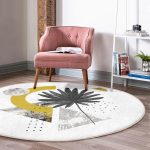 - RealHomes Dijital Baskılı Kaymaz Tabanlı Comfort Yuvarlak Halı - Realhomes  Geometrik Mermer Zeminde Tohumları Dökülen Çiçek Motifli Gri Mutfak Yıkanabilir Kaymaz Tabanlı Yuvarlak Halı Realhomes