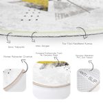 - RealHomes Dijital Baskılı Kaymaz Tabanlı Comfort Yuvarlak Halı - Realhomes  Geometrik Mermer Zeminde Tohumları Dökülen Çiçek Motifli Gri Mutfak Yıkanabilir Kaymaz Tabanlı Yuvarlak Halı Realhomes