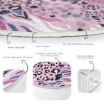 - RealHomes Dijital Baskılı Kaymaz Tabanlı Comfort Yuvarlak Halı - Realhomes Lila Zeminli Leopar Desenli Dijital Baskılı Özel Tasarım Renkli Çocuk ve Genç Odası Yıkanabilir Kaymaz Tabanlı Yuvarlak Halı Realhomes