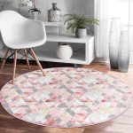 - RealHomes Dijital Baskılı Kaymaz Tabanlı Comfort Yuvarlak Halı - Realhomes  Geometrik Pembe Ve Gri Mermer Motifli Özel Tasarım Koridor ve Antre Yıkanabilir Kaymaz Tabanlı Yuvarlak Halı Realhomes