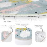 - RealHomes Dijital Baskılı Kaymaz Tabanlı Comfort Yuvarlak Halı - Realhomes  Mavi Zeminde Sulu Boya Çizim Dijital Baskılı Renkli Salon ve Oturma Odası Yıkanabilir Kaymaz Tabanlı Yuvarlak Halı Realhomes