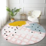 - RealHomes Dijital Baskılı Kaymaz Tabanlı Comfort Yuvarlak Halı - Realhomes  Kare Zeminde Yağlı Boya Çizimli Renkli Salon ve Oturma Odası Yıkanabilir Kaymaz Tabanlı Yuvarlak Halı Realhomes