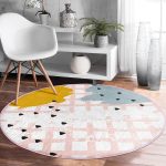 - RealHomes Dijital Baskılı Kaymaz Tabanlı Comfort Yuvarlak Halı - Realhomes  Kare Zeminde Yağlı Boya Çizimli Renkli Salon ve Oturma Odası Yıkanabilir Kaymaz Tabanlı Yuvarlak Halı Realhomes