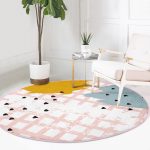 - RealHomes Dijital Baskılı Kaymaz Tabanlı Comfort Yuvarlak Halı - Realhomes  Kare Zeminde Yağlı Boya Çizimli Renkli Salon ve Oturma Odası Yıkanabilir Kaymaz Tabanlı Yuvarlak Halı Realhomes