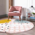 - RealHomes Dijital Baskılı Kaymaz Tabanlı Comfort Yuvarlak Halı - Realhomes  Kare Zeminde Yağlı Boya Çizimli Renkli Salon ve Oturma Odası Yıkanabilir Kaymaz Tabanlı Yuvarlak Halı Realhomes