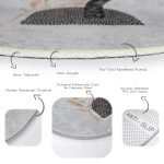 - RealHomes Dijital Baskılı Kaymaz Tabanlı Comfort Yuvarlak Halı - Realhomes  Gri Zeminde Gold Yaprak Motifli Renkli Salon ve Oturma Odası Yıkanabilir Kaymaz Tabanlı Yuvarlak Halı Realhomes