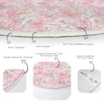 - RealHomes Dijital Baskılı Kaymaz Tabanlı Comfort Yuvarlak Halı - Realhomes  Mermer Zeminli Gold Ayrıntı Temalı Pembe Tropik Yaprak Desenli Mutfak Yıkanabilir Kaymaz Tabanlı Yuvarlak Halı Realhomes