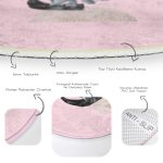 - RealHomes Dijital Baskılı Kaymaz Tabanlı Comfort Yuvarlak Halı - Realhomes  Pembe Zeminde Tropik Yaprak Desen Dijital Baskılı Özel Tasarım Salon ve Oturma Odası Yıkanabilir Kaymaz Tabanlı Yuvarlak Halı Realhomes