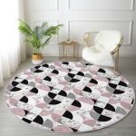 - RealHomes Dijital Baskılı Kaymaz Tabanlı Comfort Yuvarlak Halı - Realhomes Geometrik Şekiller İçerisinde Fuşya Mermer Desenli Modern Renkli Mutfak Yıkanabilir Kaymaz Tabanlı Yuvarlak Halı Realhomes