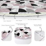 - RealHomes Dijital Baskılı Kaymaz Tabanlı Comfort Yuvarlak Halı - Realhomes Geometrik Şekiller İçerisinde Fuşya Mermer Desenli Modern Renkli Mutfak Yıkanabilir Kaymaz Tabanlı Yuvarlak Halı Realhomes