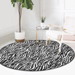- RealHomes Dijital Baskılı Kaymaz Tabanlı Comfort Yuvarlak Halı - Realhomes  Realhomes Zebra Desenli Özel Tasarım Siyah Salon ve Oturma Odası Yıkanabilir Kaymaz Tabanlı Yuvarlak Halı Realhomes