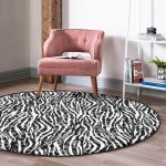 - RealHomes Dijital Baskılı Kaymaz Tabanlı Comfort Yuvarlak Halı - Realhomes  Realhomes Zebra Desenli Özel Tasarım Siyah Salon ve Oturma Odası Yıkanabilir Kaymaz Tabanlı Yuvarlak Halı Realhomes