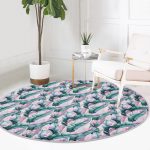 - RealHomes Dijital Baskılı Kaymaz Tabanlı Comfort Yuvarlak Halı - Realhomes  Realhomes Yaz Partisi Tropik Çiçek Motifli Renkli Outdoor Yıkanabilir Kaymaz Tabanlı Yuvarlak Kadife Halı Realhomes