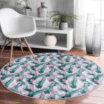 - RealHomes Dijital Baskılı Kaymaz Tabanlı Comfort Yuvarlak Halı - Realhomes  Realhomes Yaz Partisi Tropik Çiçek Motifli Renkli Outdoor Yıkanabilir Kaymaz Tabanlı Yuvarlak Kadife Halı Realhomes