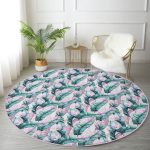 - RealHomes Dijital Baskılı Kaymaz Tabanlı Comfort Yuvarlak Halı - Realhomes  Realhomes Yaz Partisi Tropik Çiçek Motifli Renkli Outdoor Yıkanabilir Kaymaz Tabanlı Yuvarlak Kadife Halı Realhomes