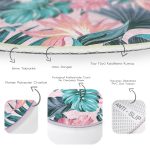 - RealHomes Dijital Baskılı Kaymaz Tabanlı Comfort Yuvarlak Halı - Realhomes  Pembe Zeminde Canlı Tropik Yaprakları Dijital Baskılı Renkli Outdoor Yıkanabilir Kaymaz Tabanlı Yuvarlak Halı Realhomes