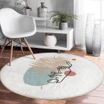 - RealHomes Dijital Baskılı Kaymaz Tabanlı Comfort Yuvarlak Halı - Realhomes  Realhomes Botanik Portre Desenli Özel Tasarım Renkli Mutfak Yıkanabilir Kaymaz Tabanlı Yuvarlak Halı Realhomes