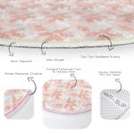 - RealHomes Dijital Baskılı Kaymaz Tabanlı Comfort Yuvarlak Halı - Realhomes  Realhomes Gri Zeminde Pembe Beyaz Yaprak Motifli Turuncu Mutfak Yıkanabilir Kaymaz Tabanlı Yuvarlak Halı Realhomes