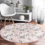 - RealHomes Dijital Baskılı Kaymaz Tabanlı Comfort Yuvarlak Halı - Realhomes  Tropik Yapraklar Üzerinde Antik Yunan Tanrısı Desenli Pembe Mutfak Yıkanabilir Kaymaz Tabanlı Yuvarlak Halı Realhomes