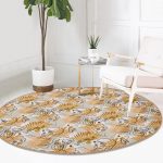 - RealHomes Dijital Baskılı Kaymaz Tabanlı Comfort Yuvarlak Halı - Realhomes  Tropik Gold Yapraklar Üzerinde Antik Yunan Tanrısı Desenli Renkli Çocuk ve Genç Odası Yıkanabilir Kaymaz Tabanlı Yuvarlak Halı Realhomes