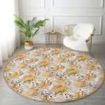 - RealHomes Dijital Baskılı Kaymaz Tabanlı Comfort Yuvarlak Halı - Realhomes  Tropik Gold Yapraklar Üzerinde Antik Yunan Tanrısı Desenli Renkli Çocuk ve Genç Odası Yıkanabilir Kaymaz Tabanlı Yuvarlak Halı Realhomes
