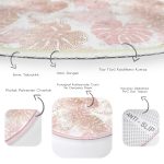 - RealHomes Dijital Baskılı Kaymaz Tabanlı Comfort Yuvarlak Halı - Realhomes  Beyaz Zeminde Pembe Tropikal Yaprak Desenli Modern Turuncu Koridor ve Antre Yıkanabilir Kaymaz Tabanlı Yuvarlak Halı Realhomes