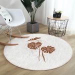 - RealHomes Dijital Baskılı Kaymaz Tabanlı Comfort Yuvarlak Halı - Realhomes  Realhomes Gri Zeminde Palmiye Yaprakları Motifli Bordo Mutfak Yıkanabilir Kaymaz Tabanlı Yuvarlak Halı Realhomes