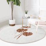 - RealHomes Dijital Baskılı Kaymaz Tabanlı Comfort Yuvarlak Halı - Realhomes  Realhomes Gri Zeminde Palmiye Yaprakları Motifli Bordo Mutfak Yıkanabilir Kaymaz Tabanlı Yuvarlak Halı Realhomes