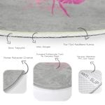 - RealHomes Dijital Baskılı Kaymaz Tabanlı Comfort Yuvarlak Halı - Realhomes  Fuşya Palmiye Yaprak Dijital Baskılı Pembe Salon ve Oturma Odası Yıkanabilir Kaymaz Tabanlı Yuvarlak Halı Realhomes