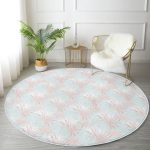 - RealHomes Dijital Baskılı Kaymaz Tabanlı Comfort Yuvarlak Halı - Realhomes  Realhomes Renkli Zeminde Beyaz Ve Pembe Yaprak Motifli Mutfak Yıkanabilir Kaymaz Tabanlı Yuvarlak Halı Realhomes