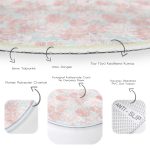 - RealHomes Dijital Baskılı Kaymaz Tabanlı Comfort Yuvarlak Halı - Realhomes  Renkli Zeminde Tropikal Pembe Beyaz Yaprak Desenli Koridor ve Antre Yıkanabilir Kaymaz Tabanlı Yuvarlak Halı Realhomes