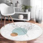 - RealHomes Dijital Baskılı Kaymaz Tabanlı Comfort Yuvarlak Halı - Realhomes  Realhomes Karakalem Botanik Yaprak Desenli Krem Koridor ve Antre Yıkanabilir Kaymaz Tabanlı Yuvarlak Halı Realhomes