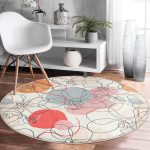 - RealHomes Dijital Baskılı Kaymaz Tabanlı Comfort Yuvarlak Halı - Realhomes  Realhomes Kırmızı Ve Turuncu Puantiyeli Zeminde Karakalem Çiçek Motifli Modern Renkli Salon ve Oturma Odası Kaymaz Tabanlı Yuvarlak Halı Realhomes