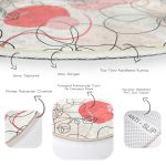 - RealHomes Dijital Baskılı Kaymaz Tabanlı Comfort Yuvarlak Halı - Realhomes  Realhomes Kırmızı Ve Turuncu Puantiyeli Zeminde Karakalem Çiçek Motifli Modern Renkli Salon ve Oturma Odası Kaymaz Tabanlı Yuvarlak Halı Realhomes