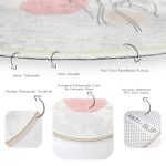 - RealHomes Dijital Baskılı Kaymaz Tabanlı Comfort Yuvarlak Halı - Realhomes Realhomes Gri Zeminde Karakalem Çiçek Çizimli Modern Pembe Mutfak Yıkanabilir Kaymaz Tabanlı Yuvarlak Halı Realhomes