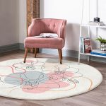 - RealHomes Dijital Baskılı Kaymaz Tabanlı Comfort Yuvarlak Halı - Realhomes  Kırmızı Ve Turuncu Şerit Temalı Çiçek Tasarımlı Renkli Salon ve Oturma Odası Yıkanabilir Kaymaz Tabanlı Yuvarlak Halı Realhomes