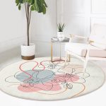 - RealHomes Dijital Baskılı Kaymaz Tabanlı Comfort Yuvarlak Halı - Realhomes  Kırmızı Ve Turuncu Şerit Temalı Çiçek Tasarımlı Renkli Salon ve Oturma Odası Yıkanabilir Kaymaz Tabanlı Yuvarlak Halı Realhomes