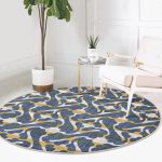 - RealHomes Dijital Baskılı Kaymaz Tabanlı Comfort Yuvarlak Halı - Realhomes  Gri Zeminde Kahverengi Kot Çizgili Renkli Salon ve Oturma Odası Yıkanabilir Kaymaz Tabanlı Yuvarlak Halı Realhomes