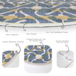 - RealHomes Dijital Baskılı Kaymaz Tabanlı Comfort Yuvarlak Halı - Realhomes  Gri Zeminde Kahverengi Kot Çizgili Renkli Salon ve Oturma Odası Yıkanabilir Kaymaz Tabanlı Yuvarlak Halı Realhomes