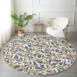 - RealHomes Dijital Baskılı Kaymaz Tabanlı Comfort Yuvarlak Halı - Realhomes  Gri Zeminde Dalgalı Çizgiler Üzerinde Damla Motifli Renkli Salon ve Oturma Odası Yıkanabilir Kaymaz Tabanlı Yuvarlak Halı Realhomes