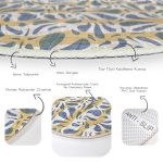 - RealHomes Dijital Baskılı Kaymaz Tabanlı Comfort Yuvarlak Halı - Realhomes  Gri Zeminde Dalgalı Çizgiler Üzerinde Damla Motifli Renkli Salon ve Oturma Odası Yıkanabilir Kaymaz Tabanlı Yuvarlak Halı Realhomes