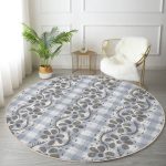 - RealHomes Dijital Baskılı Kaymaz Tabanlı Comfort Yuvarlak Halı - Realhomes  Realhomes Kot Zeminli Çiçek Motifli Renkli Salon ve Oturma Odası Yıkanabilir Kaymaz Tabanlı Yuvarlak Halı Realhomes