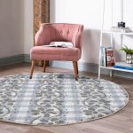 - RealHomes Dijital Baskılı Kaymaz Tabanlı Comfort Yuvarlak Halı - Realhomes  Realhomes Kot Zeminli Çiçek Motifli Renkli Salon ve Oturma Odası Yıkanabilir Kaymaz Tabanlı Yuvarlak Halı Realhomes