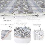 - RealHomes Dijital Baskılı Kaymaz Tabanlı Comfort Yuvarlak Halı - Realhomes  Realhomes Kot Zeminli Çiçek Motifli Renkli Salon ve Oturma Odası Yıkanabilir Kaymaz Tabanlı Yuvarlak Halı Realhomes