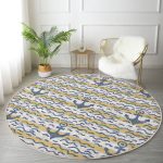 - RealHomes Dijital Baskılı Kaymaz Tabanlı Comfort Yuvarlak Halı - Realhomes  Realhomes Denizci Motifli Çapa Desenli Renkli Salon ve Oturma Odası Yıkanabilir Kaymaz Tabanlı Yuvarlak Halı Realhomes