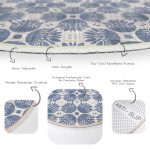 - RealHomes Dijital Baskılı Kaymaz Tabanlı Comfort Yuvarlak Halı - Realhomes  Gri Zeminde Lacivert Soyut Dijital Baskılı Renkli Salon ve Oturma Odası Yıkanabilir Kaymaz Tabanlı Yuvarlak Halı Realhomes