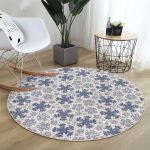 - RealHomes Dijital Baskılı Kaymaz Tabanlı Comfort Yuvarlak Halı - Realhomes  Gri Kot Zeminde Kristal Taneleri Motifli Renkli Salon ve Oturma Odası Yıkanabilir Kaymaz Tabanlı Yuvarlak Halı Realhomes